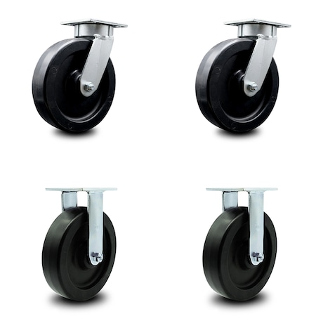 Service Caster 8 Inch Kingpinless Polyolefin Wheel Swivel Caster Swivel 2 Rigid SCC, 2PK SCC-KP30S820-POR-2-R-2